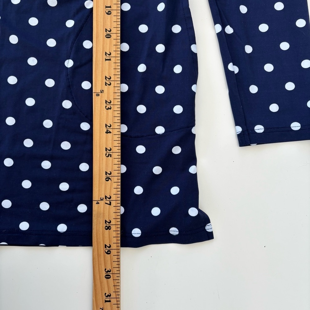 Lands' End Women's Navy Blue White Polka Dot Long Sleeve Tunic Rash Guard SMALL - Picture 7 of 7